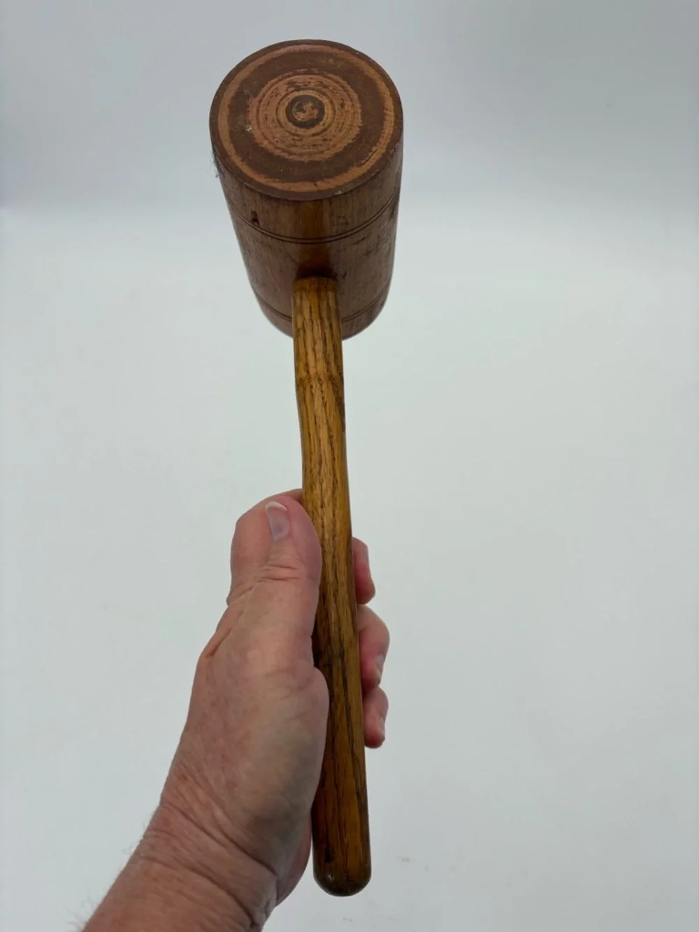 Vintage or Antique Handcrafted Wooden Mallet - Natural Brown